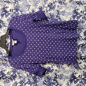 Great Condition Self Esteem Purple and White Polka Dot Blouse with 3/4 Sleeves